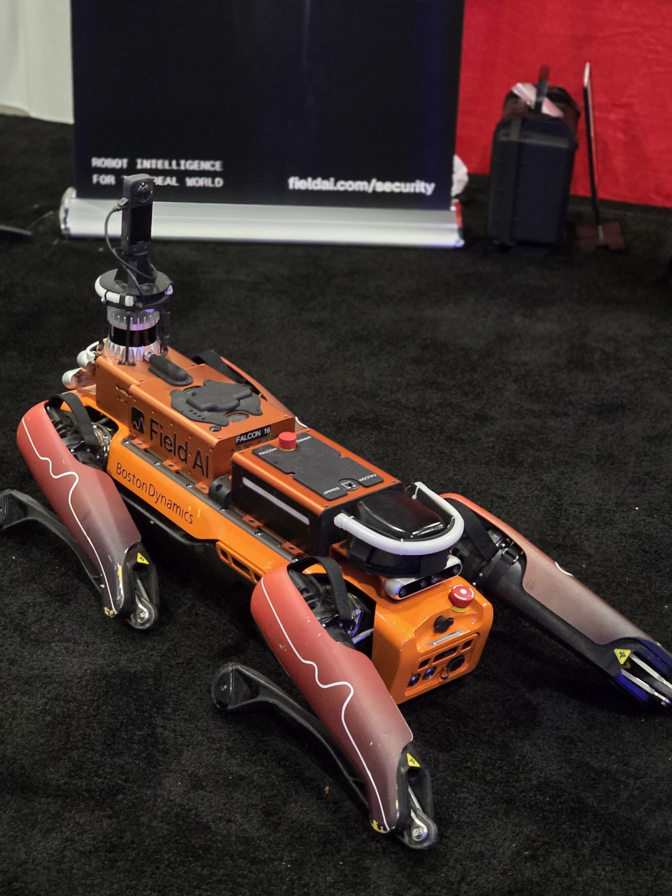 FieldAI-equipped Boston Dynamics quadruped robot displayed at ISC West 2026