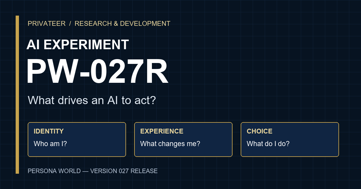 AI Experiment PW-027R: identity, experience, and choice